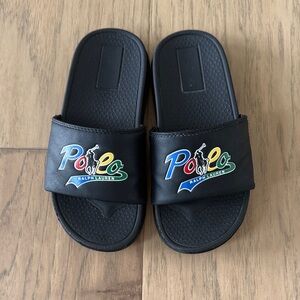 Polo by Ralph Lauren Kids Black Logo Slide Sandals Size 12c